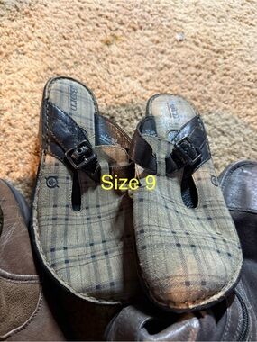 Born Plaid Brown Slip-On Mules